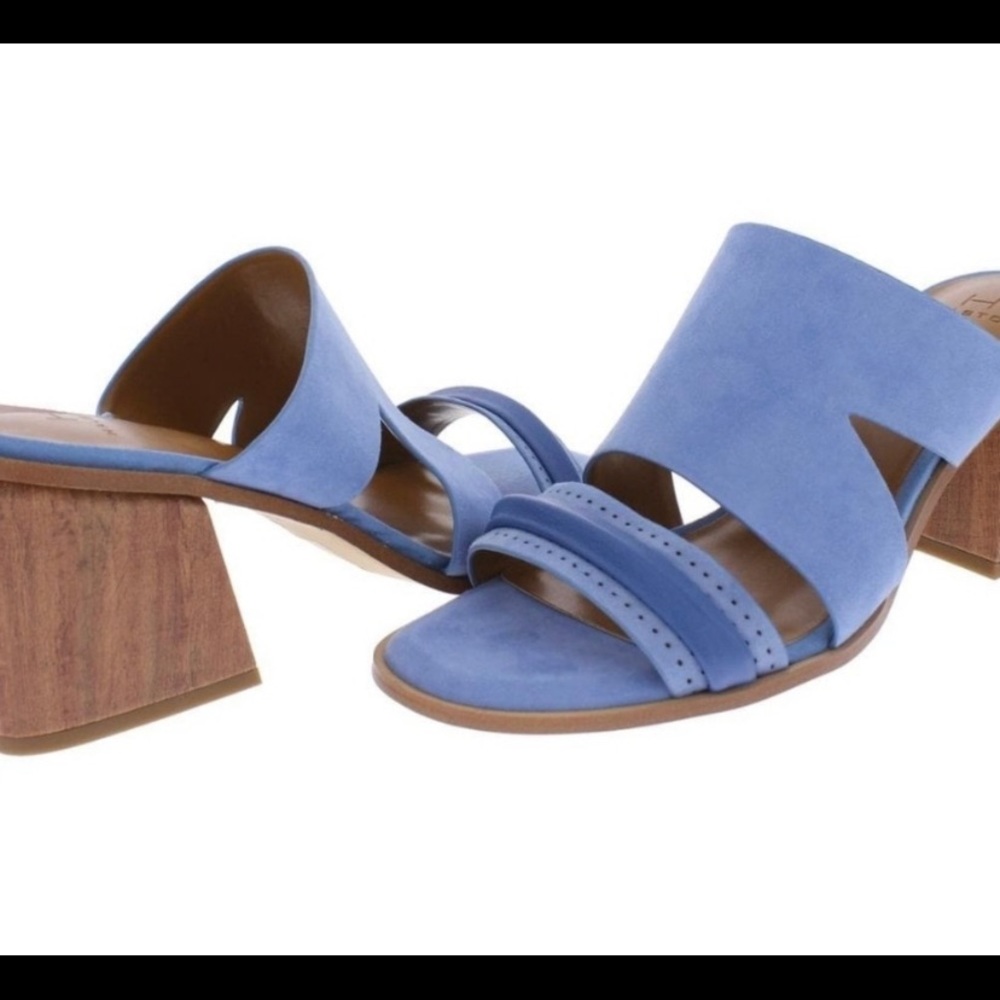 H by Halston RILEY Blue Suede Slide Sandals Size 9
